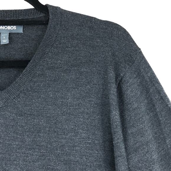 Bonobos Mens Size L V Neck Sweater Jumper Extra Fine Merino Wool Gray Grey - Picture 7 of 15